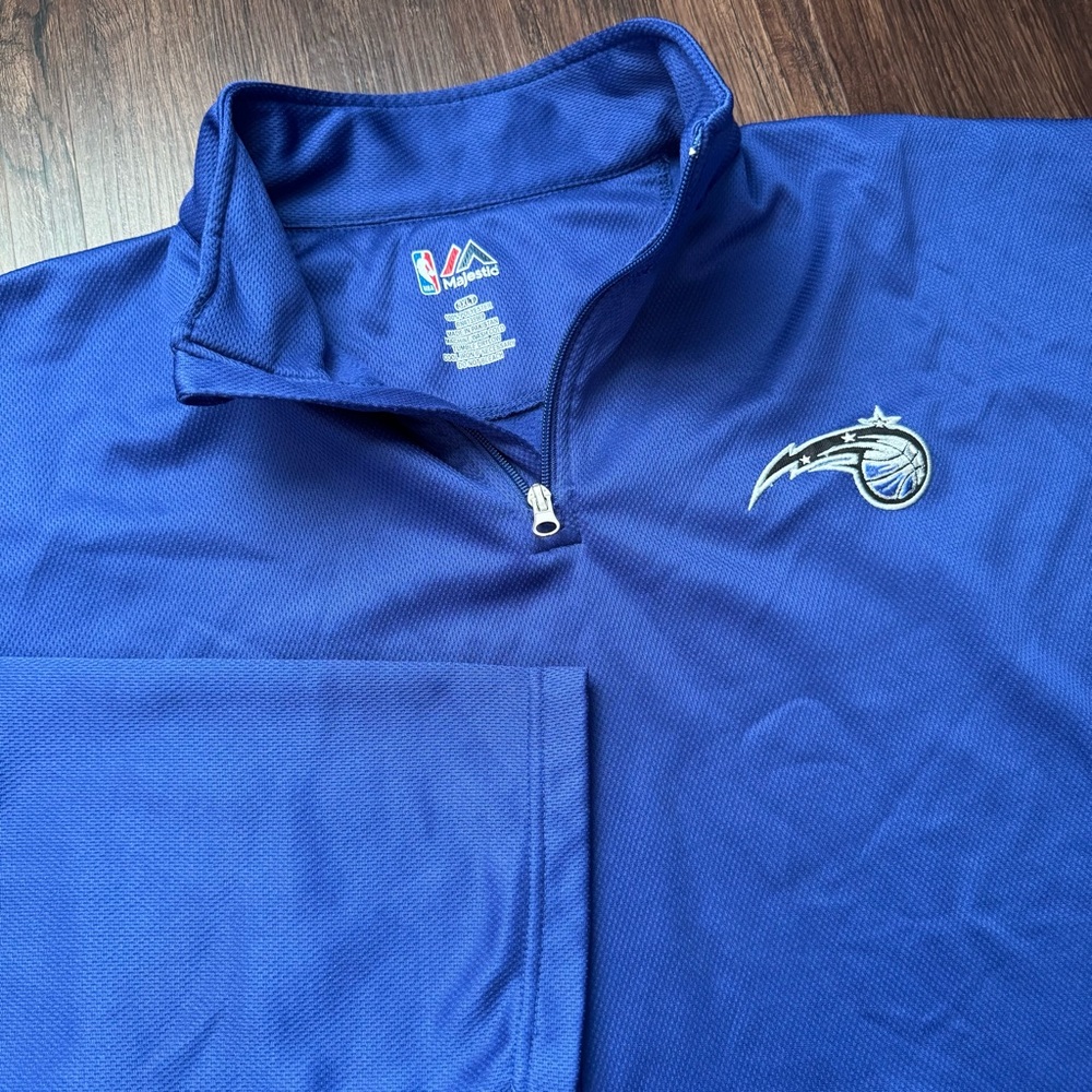 NBA Majestic Orlando Magic Men’s 3XLT Longsleeve 1/4 Zip Blue Pullover Big&Tall